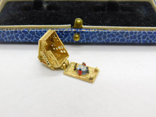 9ct Yellow Gold & Enamel Family at the Dinner Table Opening Charm Vintage