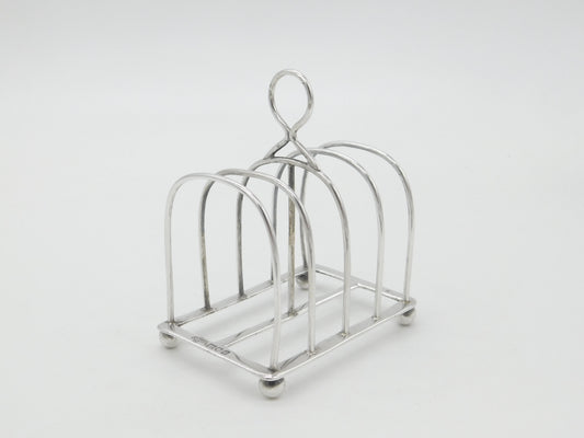 Sterling Silver Four Part Toast Rack London 1911 Antique Art Deco Corke Bros.