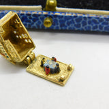 9ct Yellow Gold & Enamel Family at the Dinner Table Opening Charm Vintage