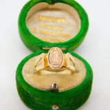 14ct Yellow & Rose Gold Catholic Religious Signet Ring Vintage c1960