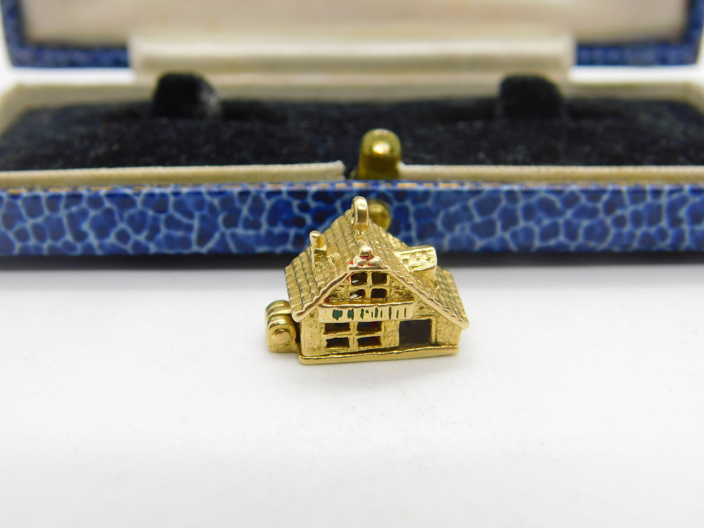 9ct Yellow Gold & Enamel Family at the Dinner Table Opening Charm Vintage