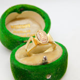 14ct Yellow & Rose Gold Catholic Religious Signet Ring Vintage c1960