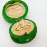 14ct Yellow & Rose Gold Catholic Religious Signet Ring Vintage c1960