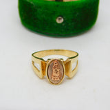 14ct Yellow & Rose Gold Catholic Religious Signet Ring Vintage c1960