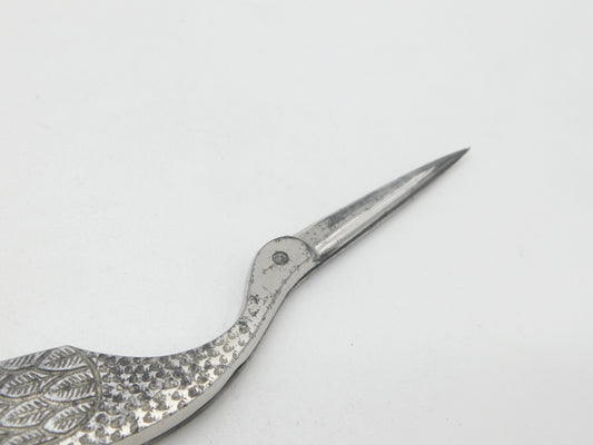 Victorian Cut Steel Novelty Stork Form Sewing or Craft Scissors Antique c1860