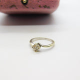 9ct White Gold & 0.2ct Diamond Set Crossover Ring Vintage c1990 Sheffield