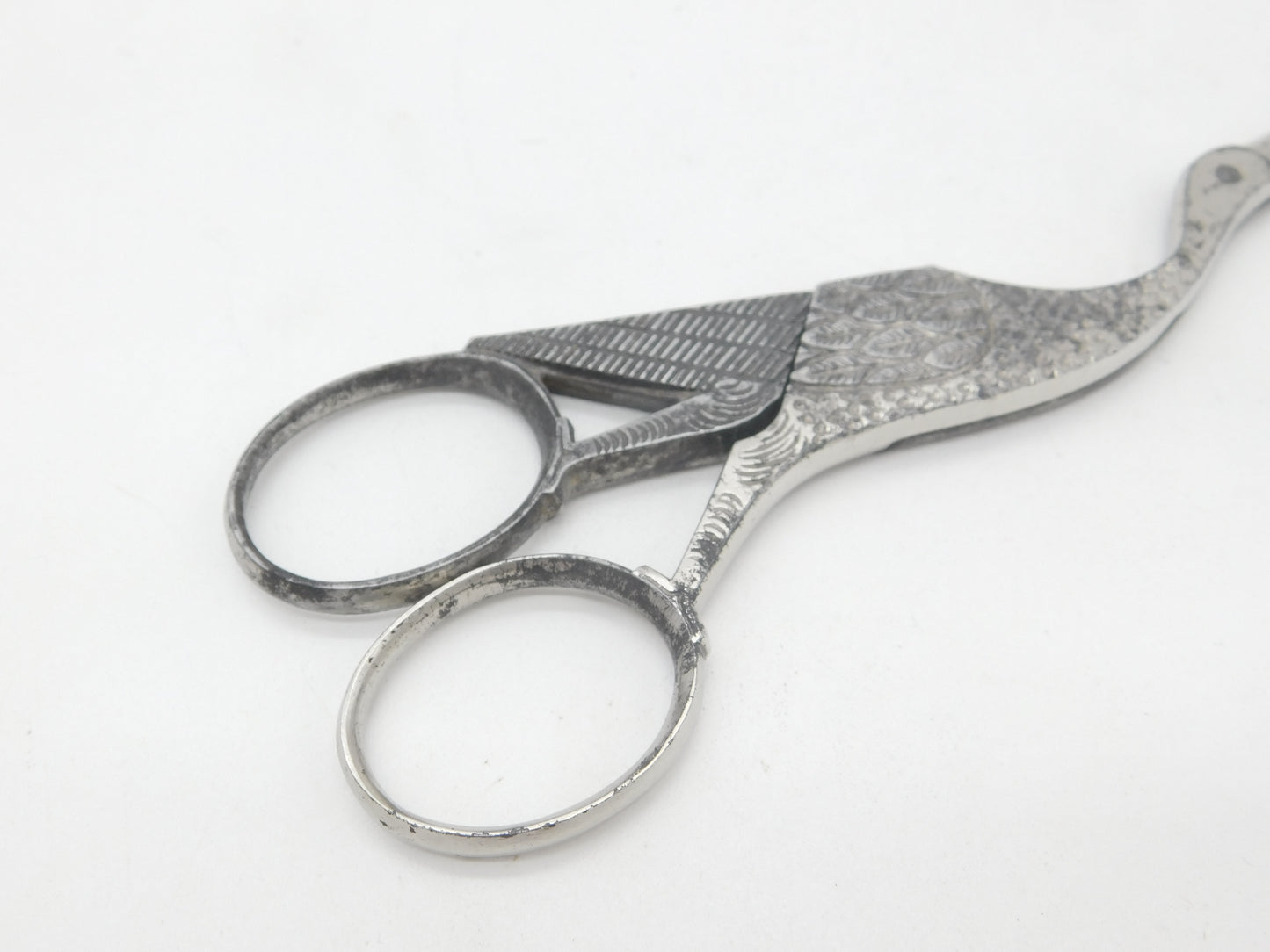 Victorian Cut Steel Novelty Stork Form Sewing or Craft Scissors Antique c1860