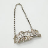 Victorian Sterling Silver Floral Pattern Marsala Decanter Label Antique 1844 London