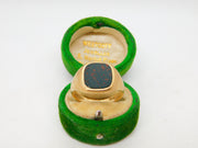 9ct Yellow Gold & Bloodstone Set Signet Ring Vintage 1965 London