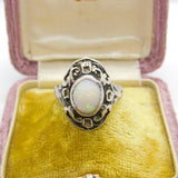 Arts & Crafts Sterling Silver & Cabochon Fire Opal Ring Antique c1920