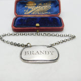 Early Victorian Sterling Silver Bright Cut Brandy Decanter Label Antique 1842