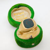 9ct Yellow Gold & Bloodstone Set Signet Ring Vintage 1965 London
