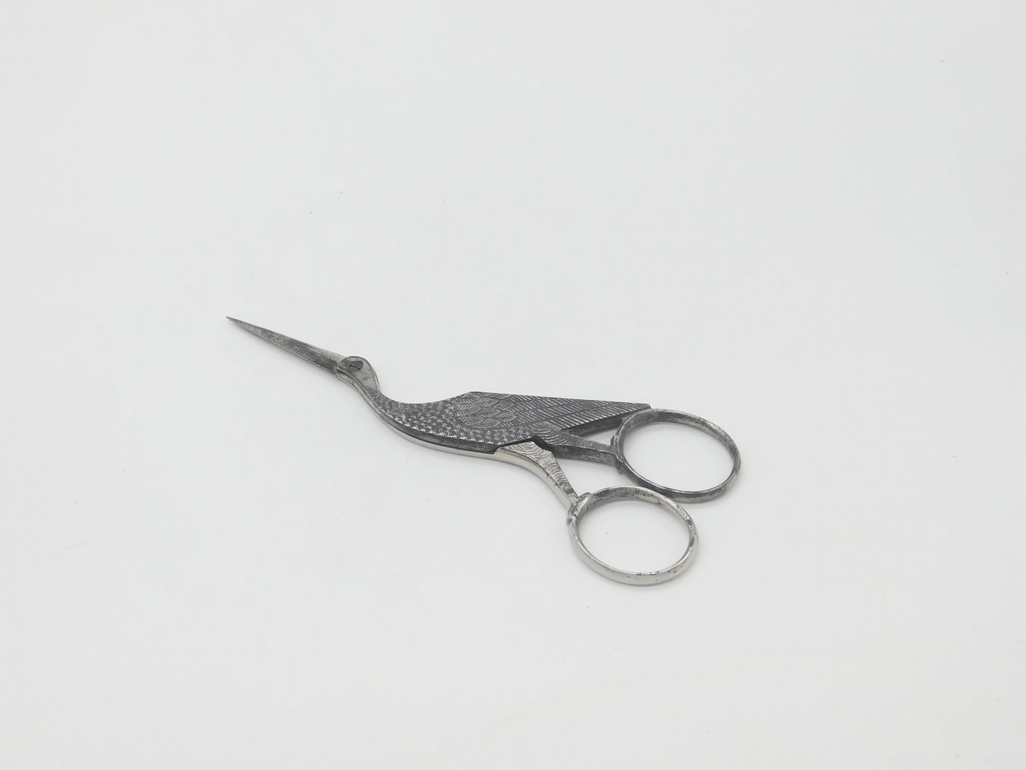 Victorian Cut Steel Novelty Stork Form Sewing or Craft Scissors Antique c1860