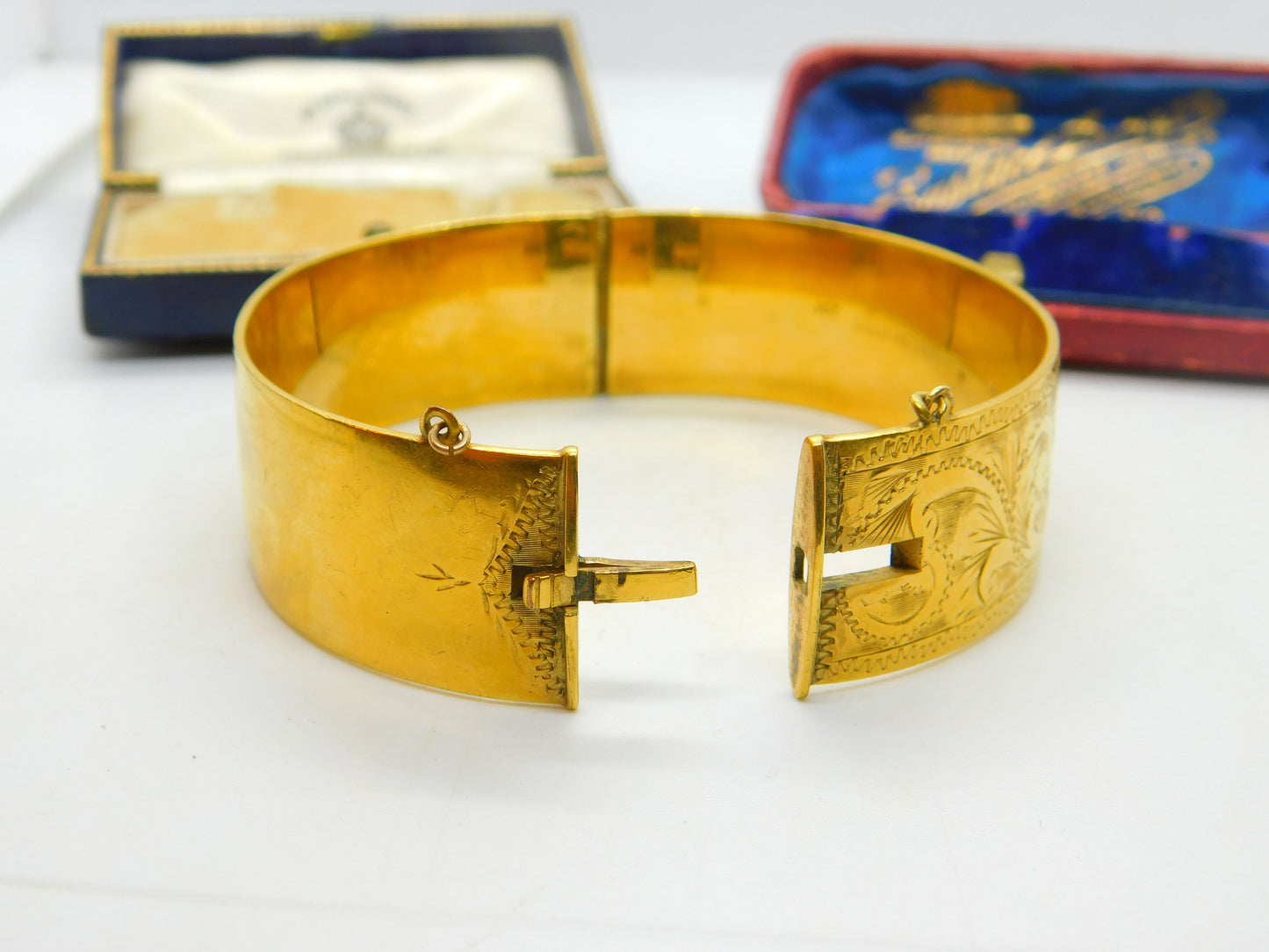 Victorian 9ct Gold Metal Core Floral Form Bangle Bracelet Antique c1900