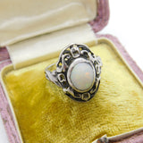 Arts & Crafts Sterling Silver & Cabochon Fire Opal Ring Antique c1920
