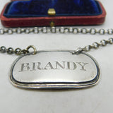 Early Victorian Sterling Silver Bright Cut Brandy Decanter Label Antique 1842
