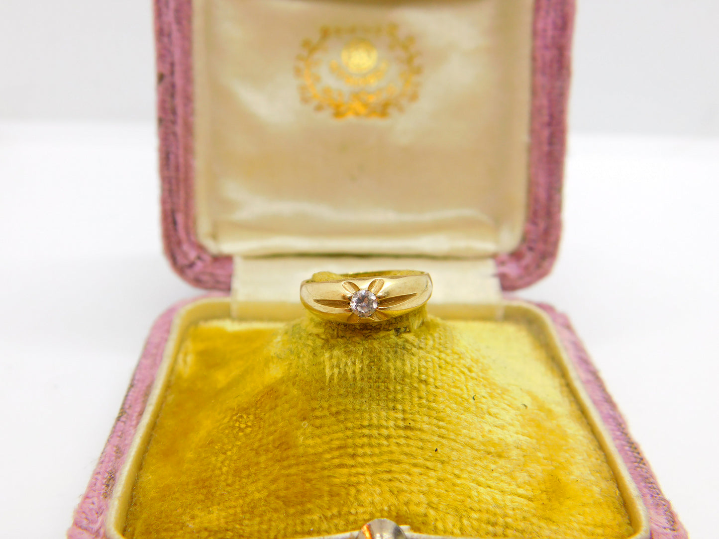 9ct Yellow Gold & White Spinel Set Solitaire Ring Vintage 1980 Sheffield