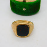 9ct Yellow Gold & Bloodstone Set Signet Ring Vintage 1965 London