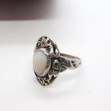 Arts & Crafts Sterling Silver & Cabochon Fire Opal Ring Antique c1920