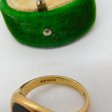 9ct Yellow Gold & Bloodstone Set Signet Ring Vintage 1965 London