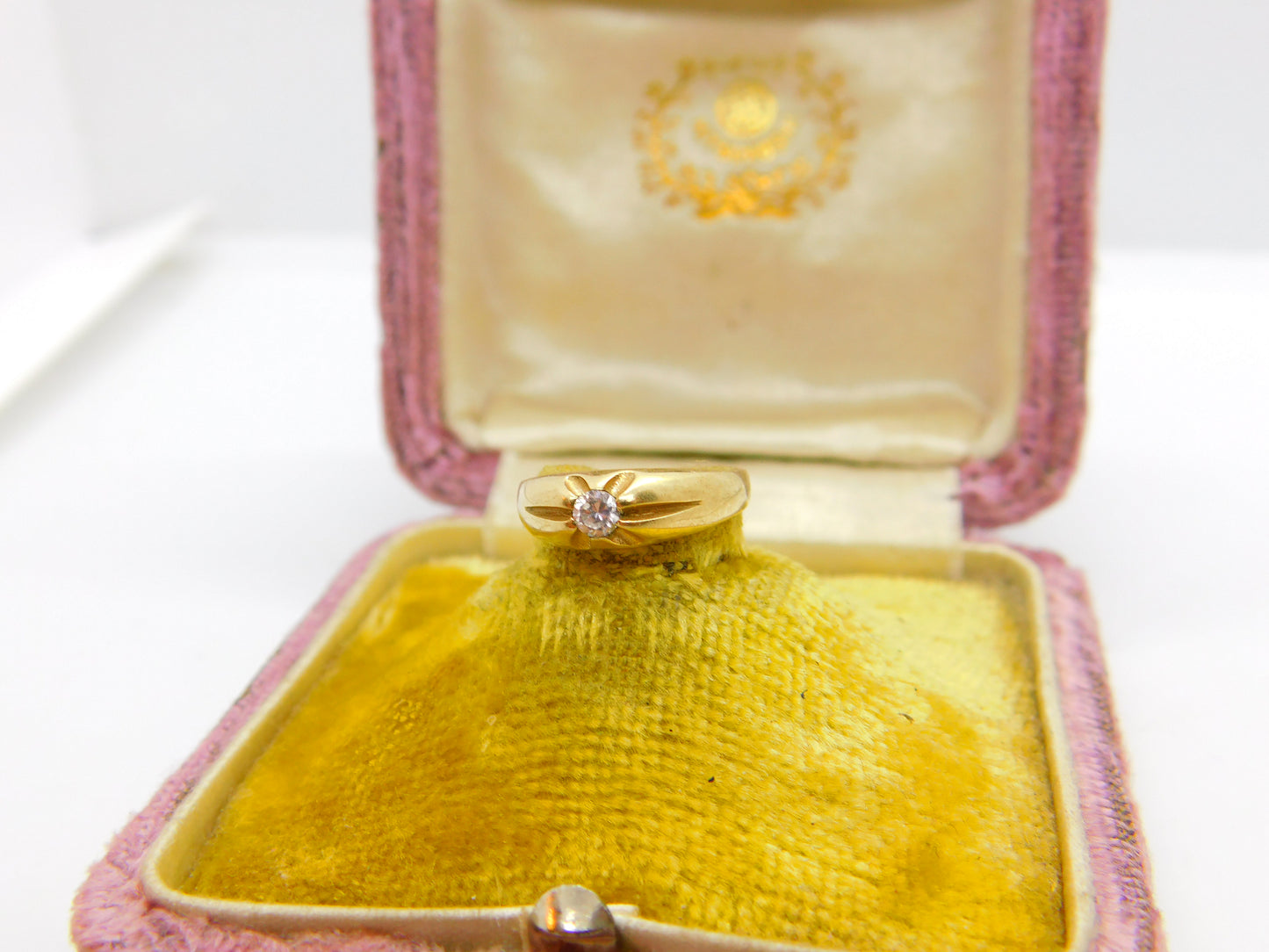 9ct Yellow Gold & White Spinel Set Solitaire Ring Vintage 1980 Sheffield