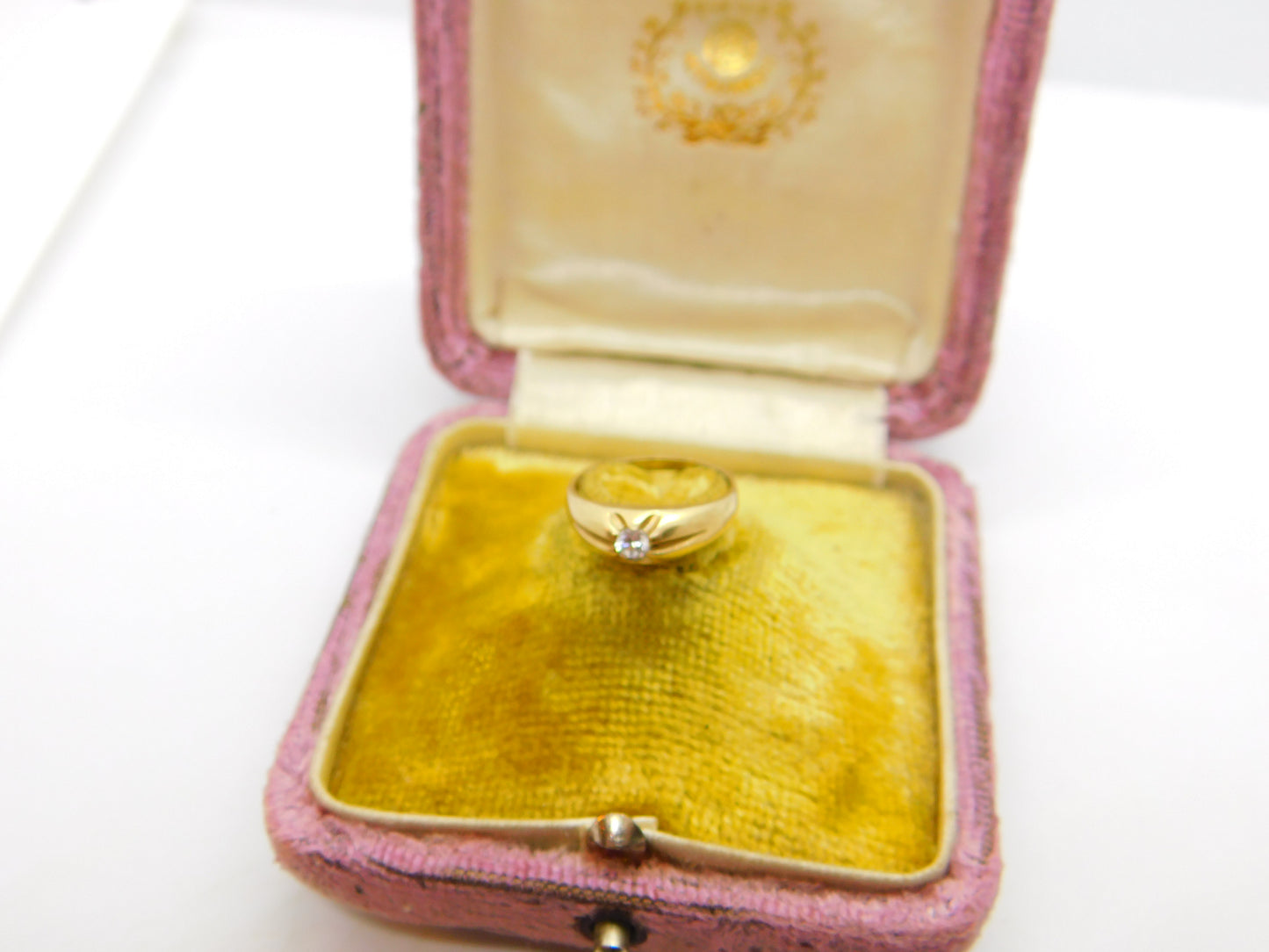 9ct Yellow Gold & White Spinel Set Solitaire Ring Vintage 1980 Sheffield