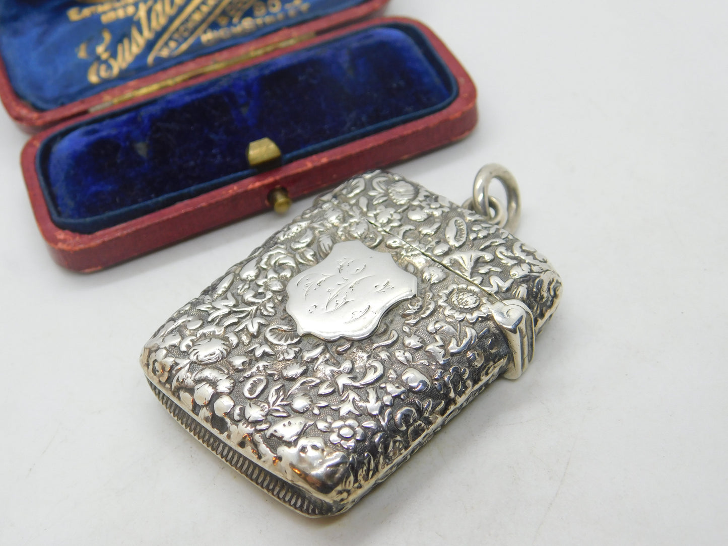 Art Nouveau Sterling Silver Vesta Case Antique 1896 George Unite Victorian