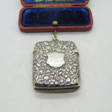 Art Nouveau Sterling Silver Vesta Case Antique 1896 George Unite Victorian