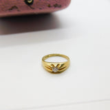 9ct Yellow Gold & White Spinel Set Solitaire Ring Vintage 1980 Sheffield