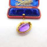 Victorian 15ct Yellow Gold, Amethyst & Pearl Set Sweetheart Brooch c1890