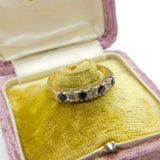 9ct Yellow Gold, Sapphire & Diamond Half-Eternity Ring Vintage 1982