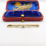 Victorian 15ct Gold, Platinum & Seed Pearl Floral Bar Brooch c1890 Antique
