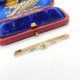 Victorian 15ct Gold, Platinum & Seed Pearl Floral Bar Brooch c1890 Antique