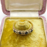 9ct Yellow Gold, Sapphire & Diamond Half-Eternity Ring Vintage 1982