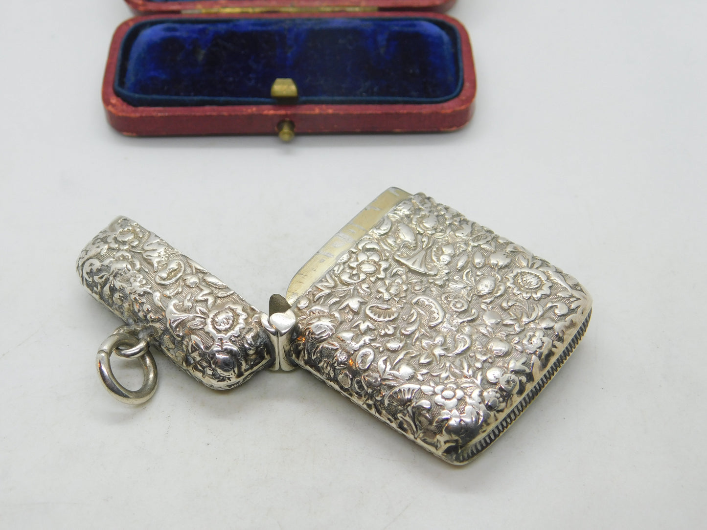 Art Nouveau Sterling Silver Vesta Case Antique 1896 George Unite Victorian