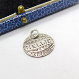 Victorian Sterling Silver 'Nellie' Love Token Charm Pendant Threepence c1885