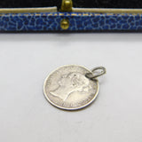 Victorian Sterling Silver 'Nellie' Love Token Charm Pendant Threepence c1885