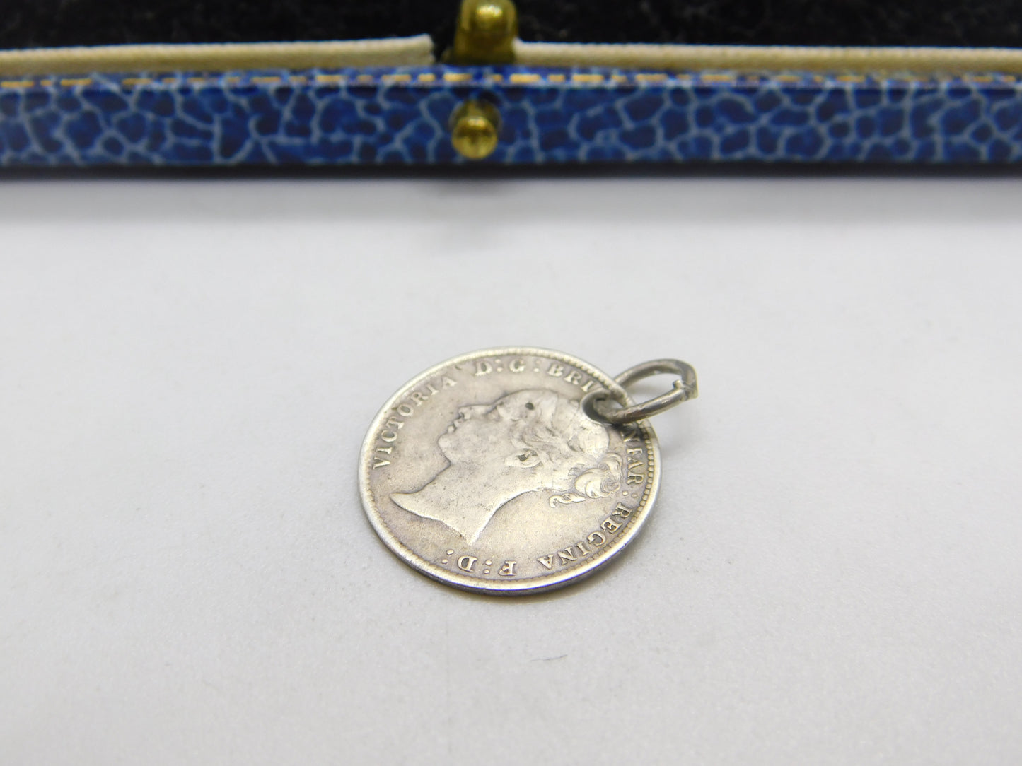 Victorian Sterling Silver 'Nellie' Love Token Charm Pendant Threepence c1885