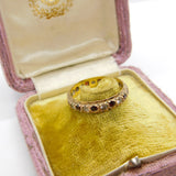 9ct Yellow Gold, Garnet & Diamond Paste Eternity Ring Vintage c1970 Birmingham