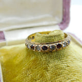9ct Yellow Gold, Garnet & Diamond Paste Eternity Ring Vintage c1970 Birmingham