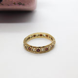 9ct Yellow Gold, Garnet & Diamond Paste Eternity Ring Vintage c1970 Birmingham