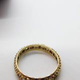 9ct Yellow Gold, Garnet & Diamond Paste Eternity Ring Vintage c1970 Birmingham