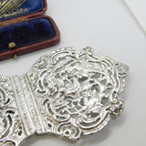 Victorian Sterling Silver Classical Cherub Pattern Nurses Buckle 1897 Birmingham