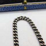 Edwardian Sterling Silver Albert Watch Chain with T-bar & Heart Antique 1905