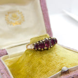 Victorian 22ct Gold & Almandine Garnet Five-Stone Band Ring 1899 Birmingham