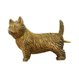 Sterling Silver Gilt Chased Terrier Dog Brooch Pin Antique c1940 Art Deco