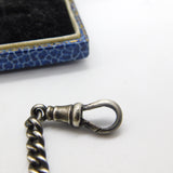 Edwardian Sterling Silver Albert Watch Chain with T-bar & Heart Antique 1905