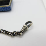 Edwardian Sterling Silver Albert Watch Chain with T-bar & Heart Antique 1905