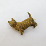 Sterling Silver Gilt Chased Terrier Dog Brooch Pin Antique c1940 Art Deco