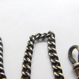 Edwardian Sterling Silver Albert Watch Chain with T-bar & Heart Antique 1905